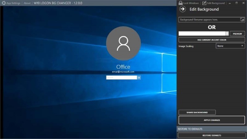 Free tools to tweak and customize Windows 10 login screen changer