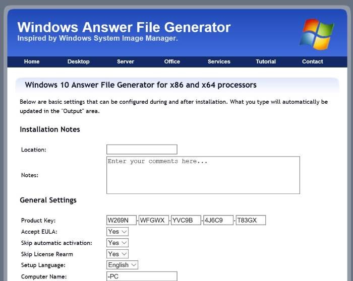 Download Unattend.xml file to automate Windows 10 installation