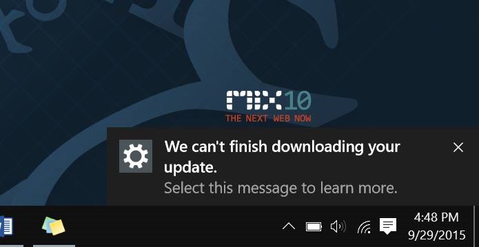 we can't finish downloading your updates