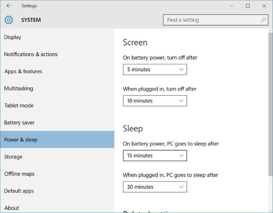 enable or disable sleep mode in Windows 10 pic3