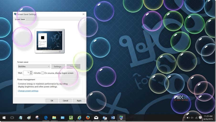 Enable Screen saver in Windows 10