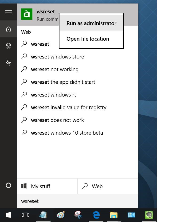 clear and reset Windows Store Cache in Windows 10 pic1