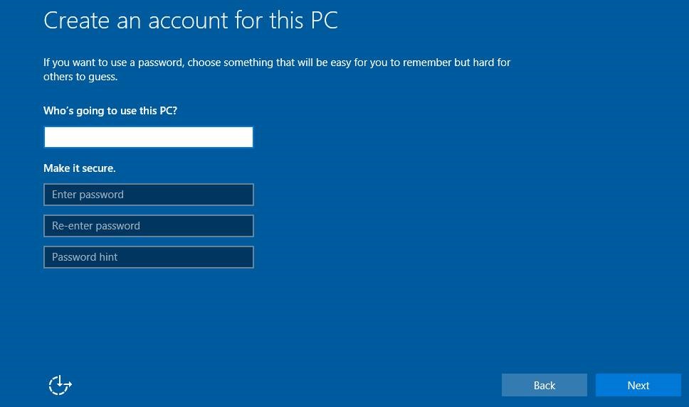 Install Windows 10 without Microsoft account step2