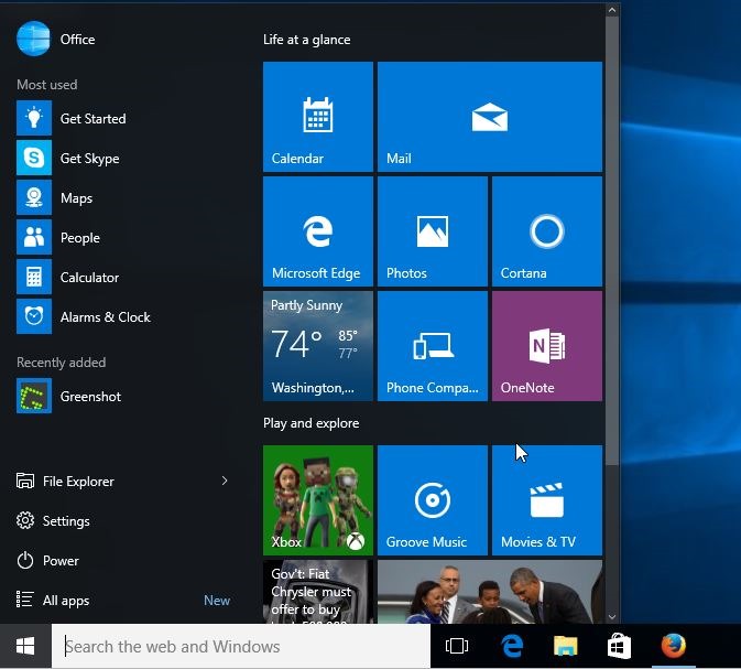 Difference between Windows 10 and Windows 8.1 resizable start menu