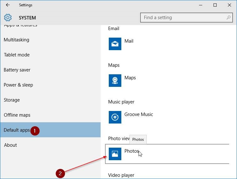 make Windows Photo Viewer default in Windows 10 step3