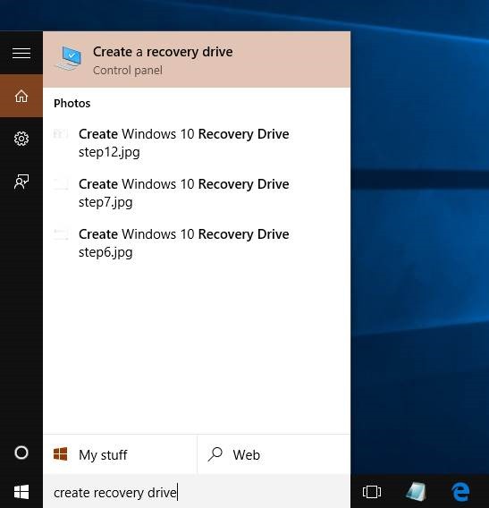 Create Windows 10 Recovery Drive step1