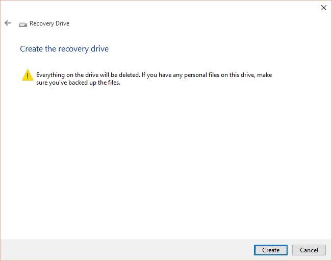 Create Windows 10 Recovery Drive step4