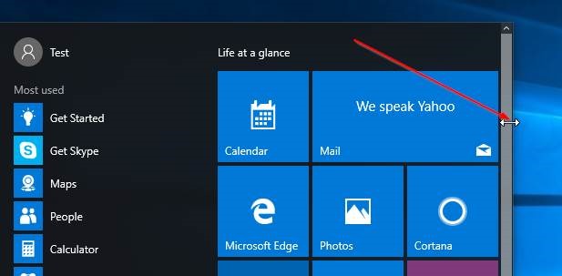 Resize Windows 10 Start menu picture1
