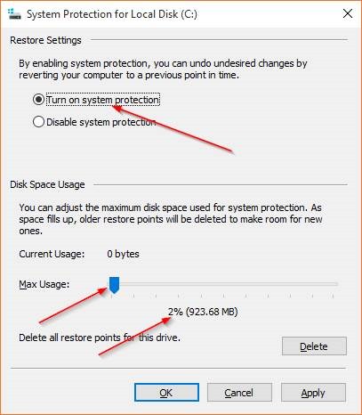 Create a Restore Point in Windows 10 step4