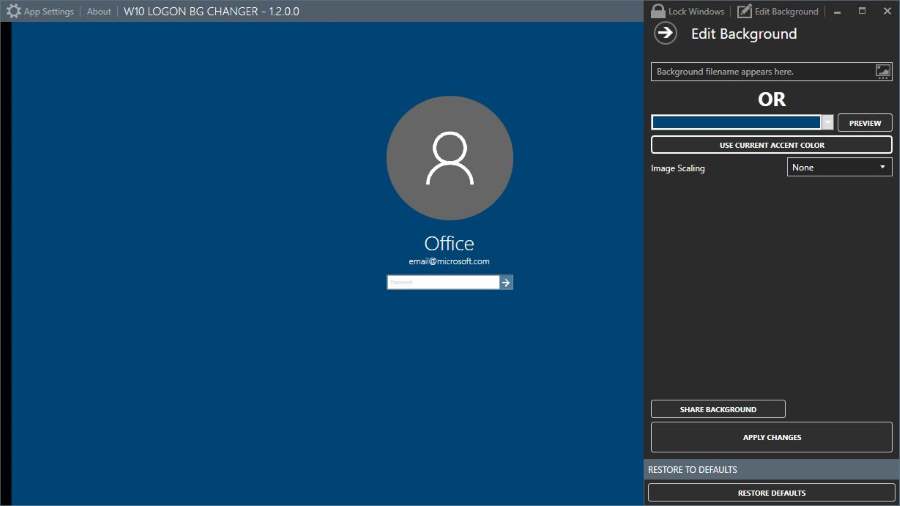 Change windows 10 login screen background