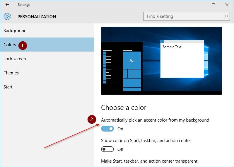 change window border color in Windows 10 step7