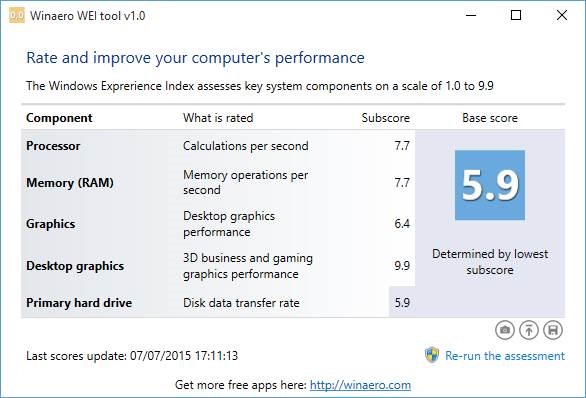 Windows Experience Index in Windows 10 picture1