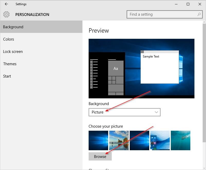 Change Desktop background Windows 10 step2