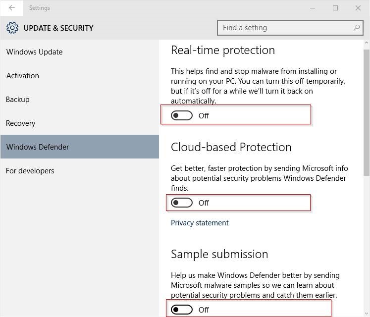 Disable Windows Defender in Windows 10 step4