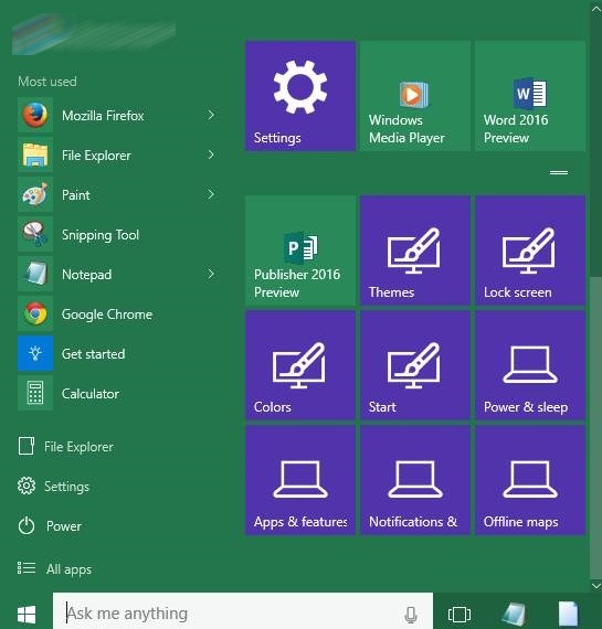 Pin favorite settings Start menu Windows 10 picture2