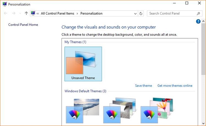 Change default desktop theme in Windows 10 picture3