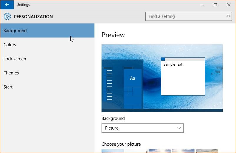 Change default desktop theme in Windows 10 picture1