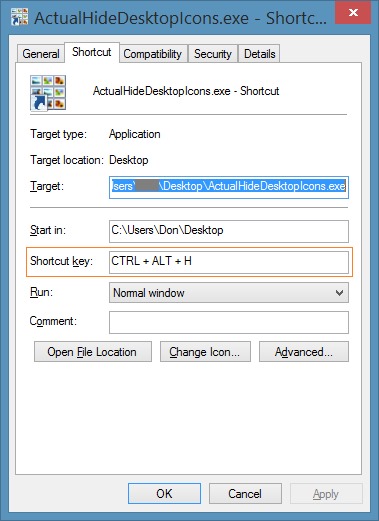 Create keyboard shortcut to show or hide desktop icons picture3