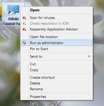 Run Control Panel as Administrator step5