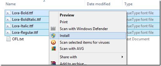 Install Google Web Fonts in Windows Picture4