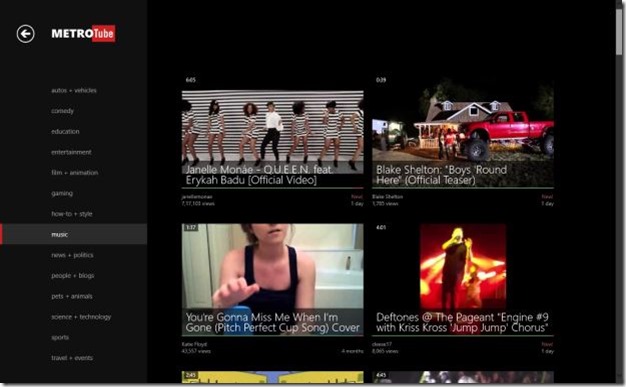MetroTube app for Windows 8