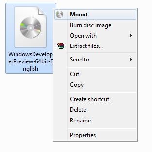 Mount ISO File In Windows 8
