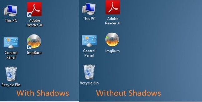 Enable or Disable shadows for texts on desktop Windows