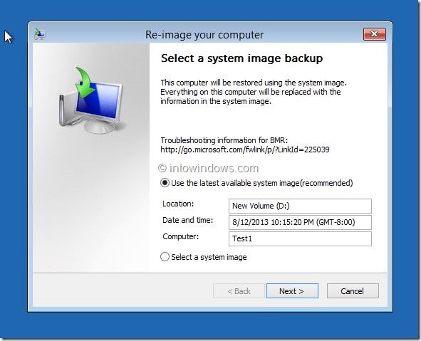 Restore Windows 8.1 Image Step3