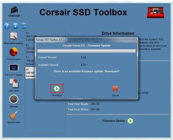 Update Corsair SSD Firmware Step2