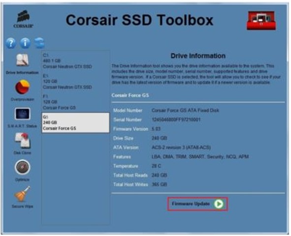 Update Corsair SSD Firmware Step1