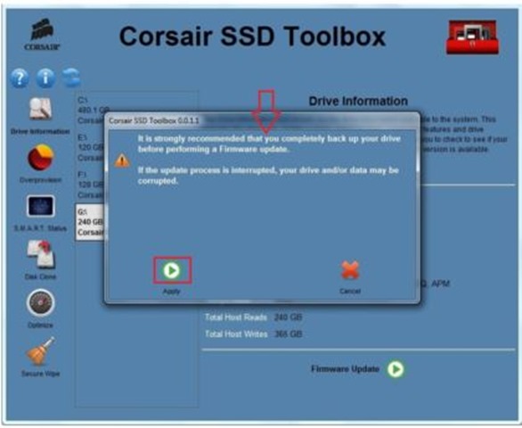 Update Corsair SSD Firmware Step3