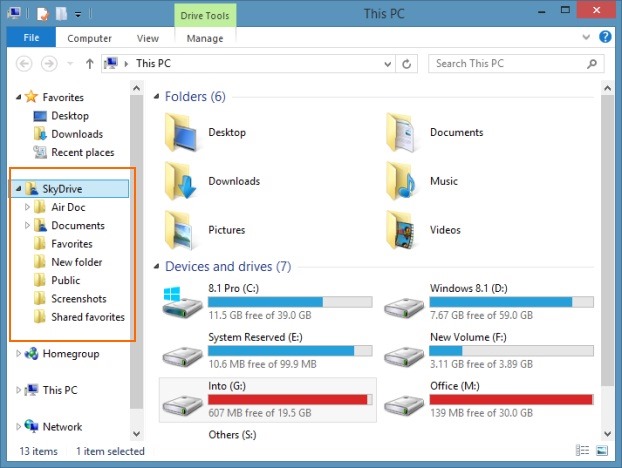 Disable SkyDrive folder in navigation pane Windows 81 Explorer