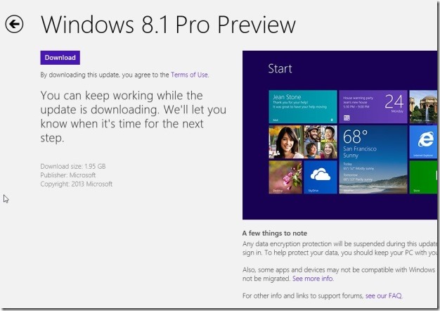 Upgrade Windows 8 to Windows 8.1 Preview Step10