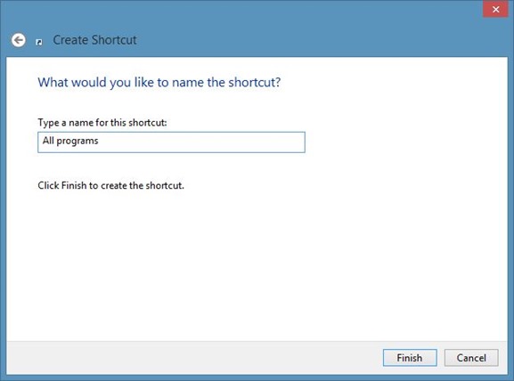 Create All Programs Shortcut On Windows 8 Desktop Step3