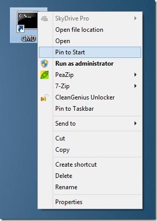 Pin Elevated Command Prompt To Start Screen Step7