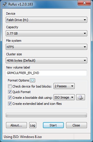 Install Windows 8 From USB Rufus