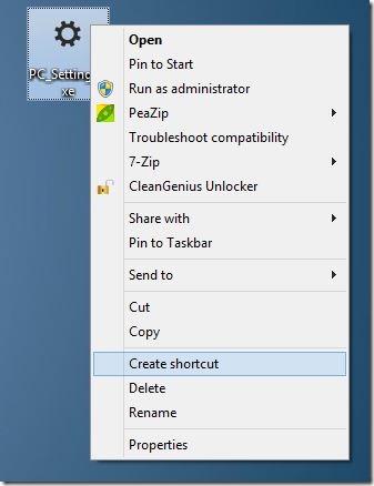 Keyboard shortcut to open PC Settings Step1