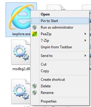 Pin Internet Explorer To Start Screen In Windows 8