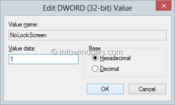 Disable Lock Screen Windows 8 Step6