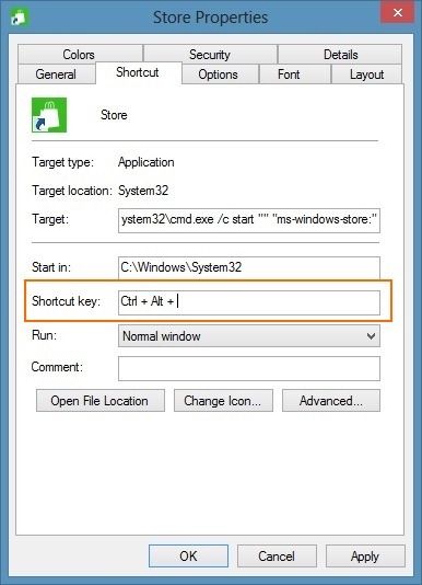 Keyboard Shortcut To Open Windows Store