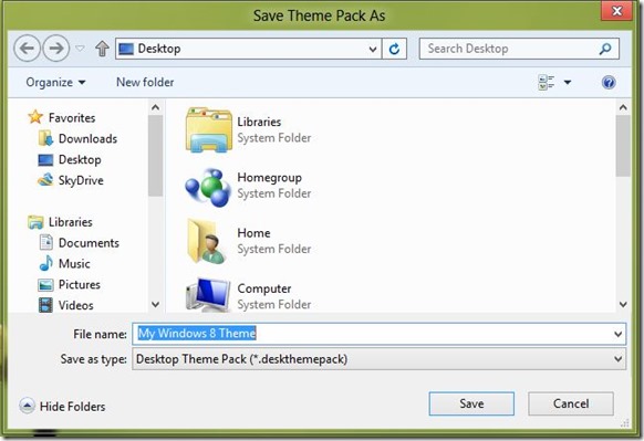 Create Windows 8 Custom Theme 