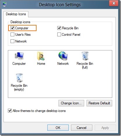 Show Computer Icon on Desktop In Windows 8 Step3