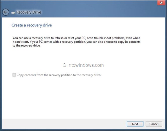 Create Windows 8 Recovery Drive Step9