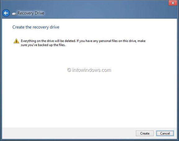 Create Windows 8 Recovery Drive Step11