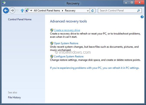 Create Windows 8 Recovery Drive Step8