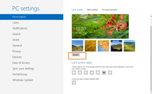 Customize Windows 8 Lock Screen1