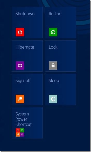 Add Shut down, Restart, Hibernate to Start Screen Windows 8