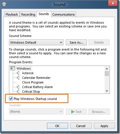 Enable Windows Startup Sound In Windows 8 Step3