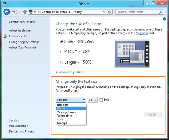 Change Text Size of Menu, Title Bar, Mesage Box and Tooltips Step3