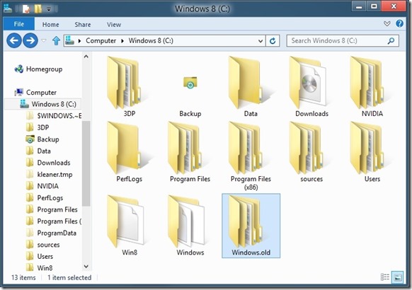 Delete Windows.old Folder In Windows 8 Step 1